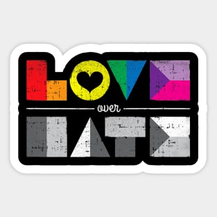 Love Over Hate Lgbt Geometric Rainbow Equality Sticker